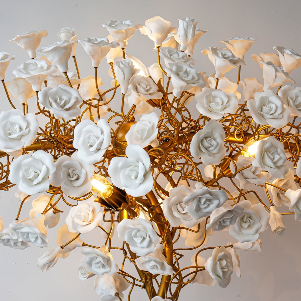 Ceramic Branch Brass Crystal Flower Floor Lamp