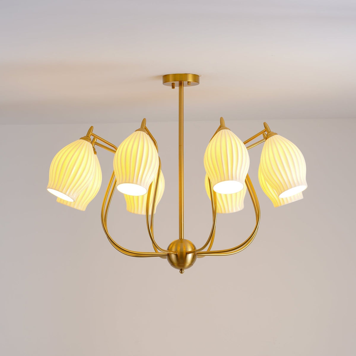 Ceramic Ribbed Chandelier