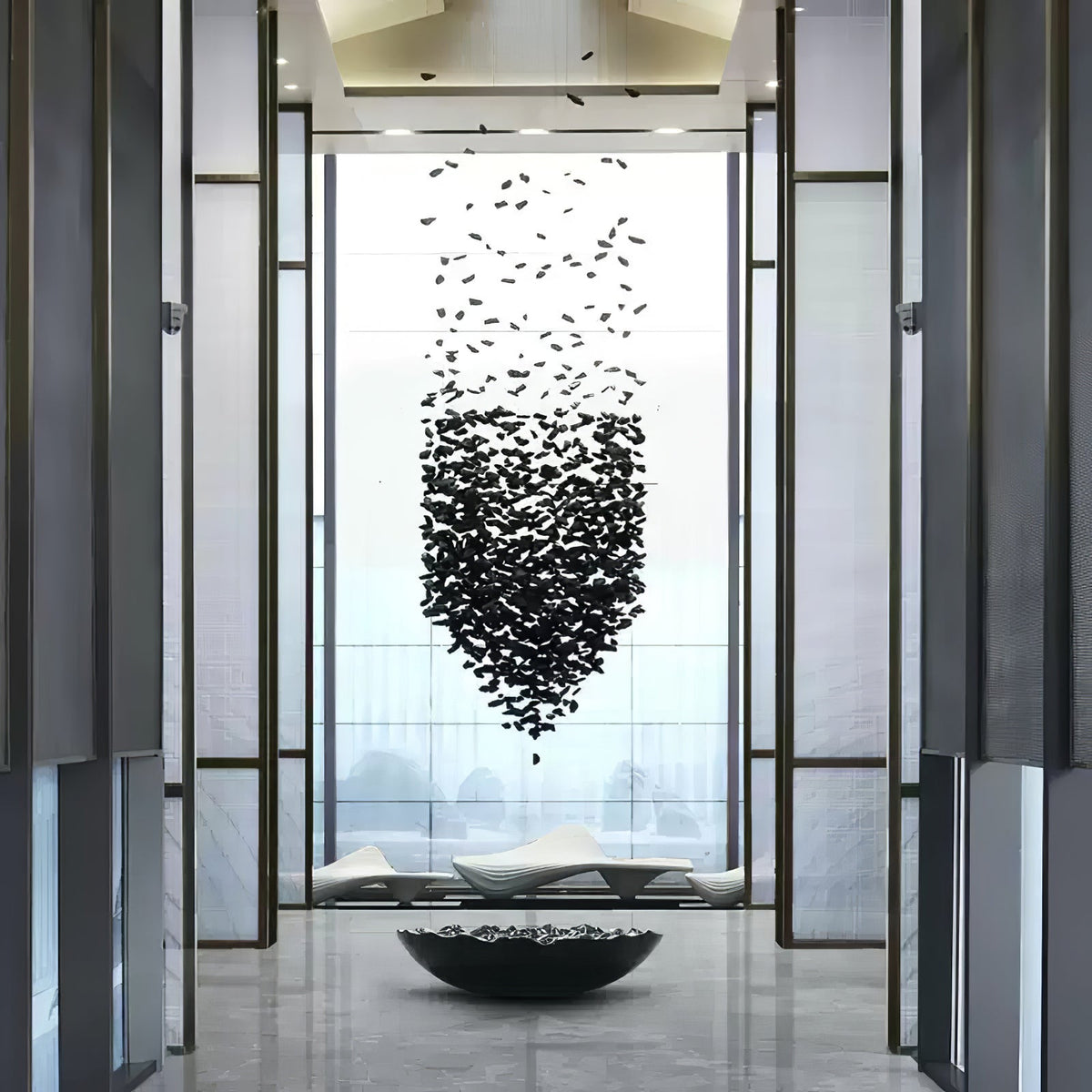 The Charcoal Halo LED Stone Crystal Chandelier