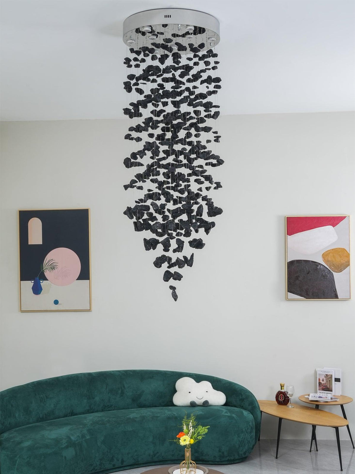 Charcoal Stone Crystal Chandeliers M to R
