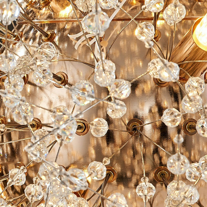 Dandelion Crystal Chandelier Light Firefly / Glowworm Hanging Lamp Pendant for Rectangle Dining Room