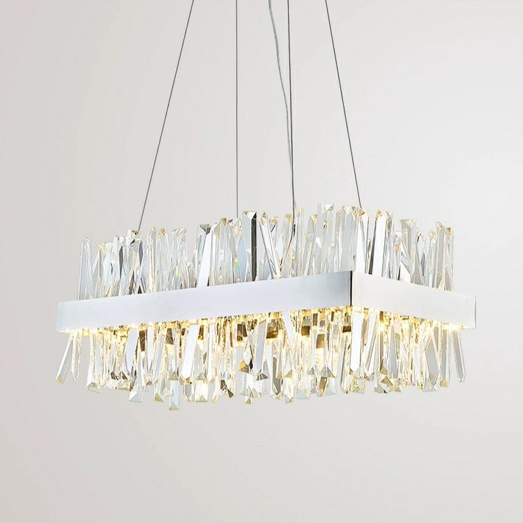 Round Chrome Stainless Steel K9 Crystal Chandelier Pendant Light Silver Finish for Living Dining Room