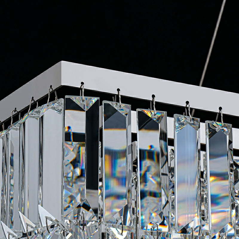 Chrome / Silver Decorative Kitchen Island Lighting Crystal Rectangle Chandelier for Long Dining Table Round