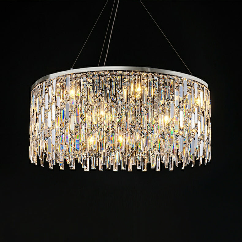 Chrome / Silver Decorative Kitchen Island Lighting Crystal Rectangle Chandelier for Long Dining Table Round