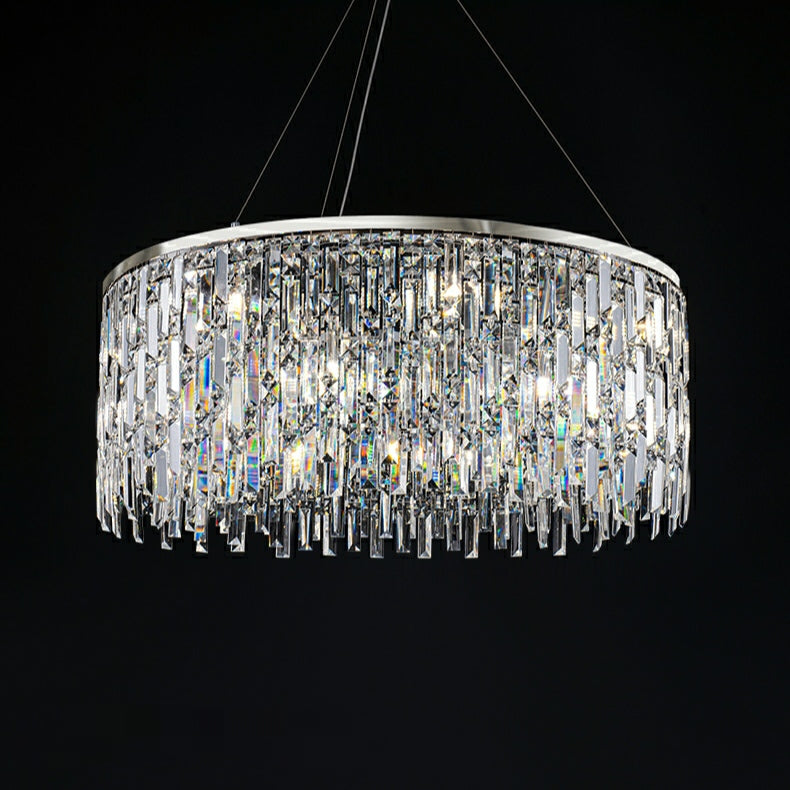 Chrome / Silver Decorative Kitchen Island Lighting Crystal Rectangle Chandelier for Long Dining Table Round