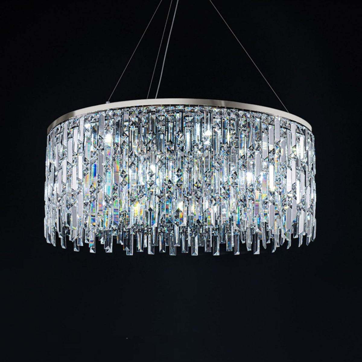 Chrome / Silver Decorative Kitchen Island Lighting Crystal Rectangle Chandelier for Long Dining Table Round
