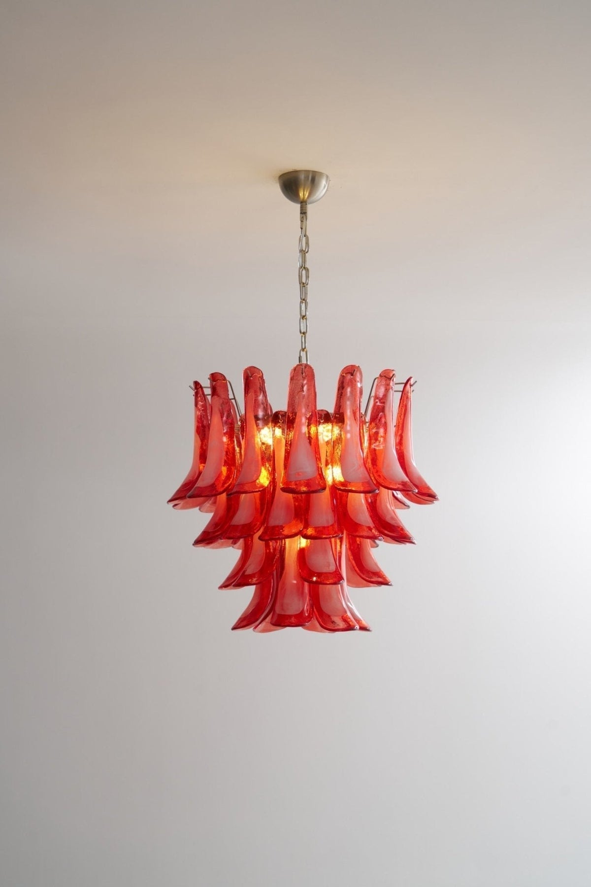 Crimson Glass Murano Petals Chandelier