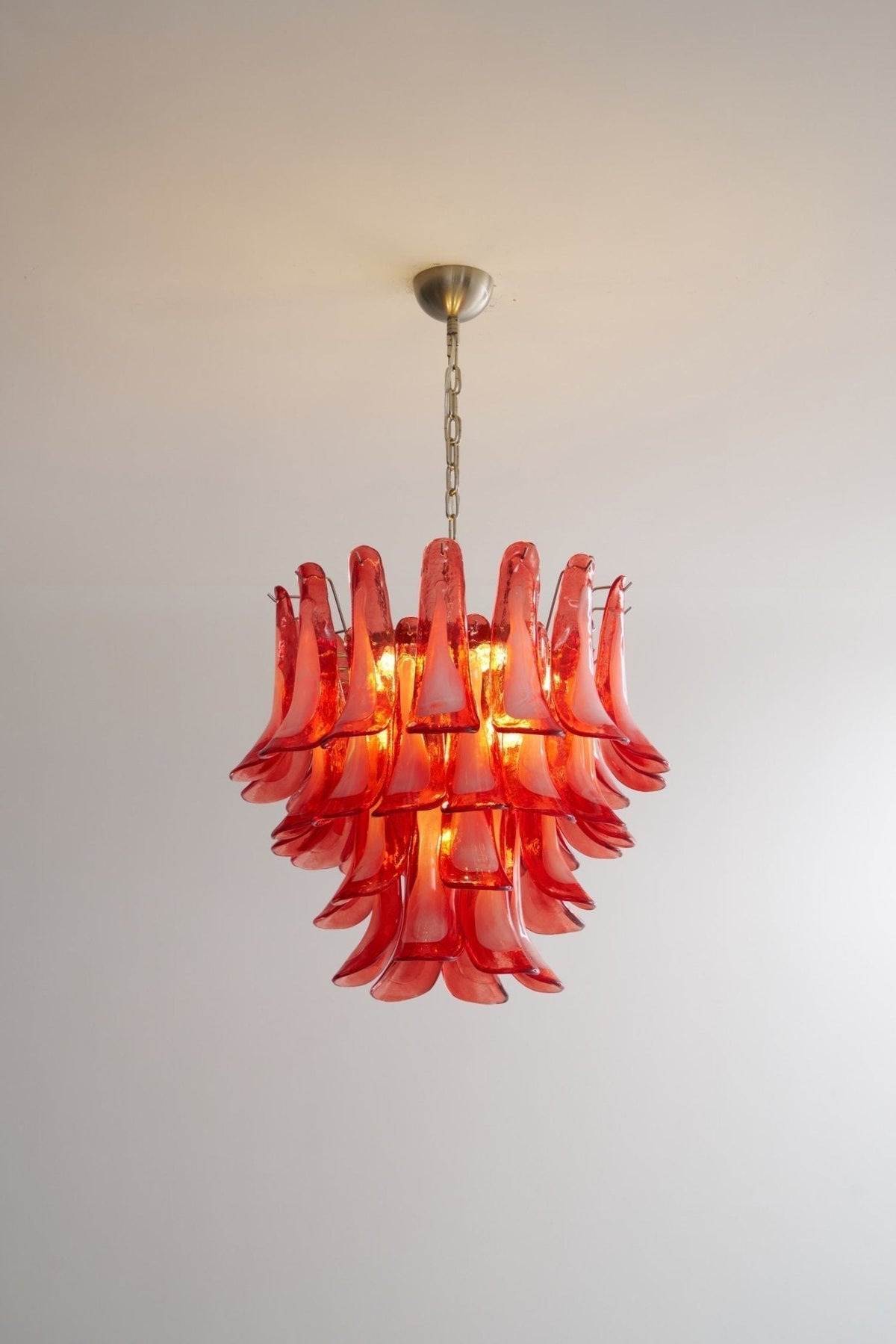 Crimson Glass Murano Petals Chandelier