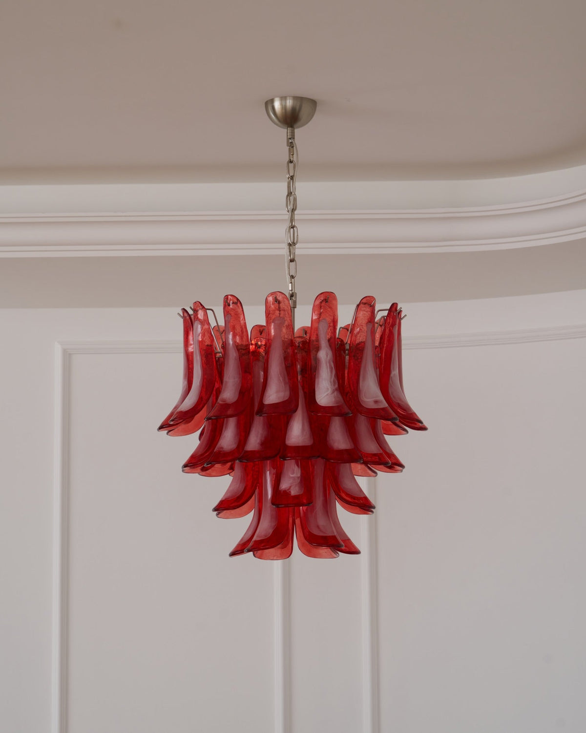 Crimson Glass Murano Petals Chandelier