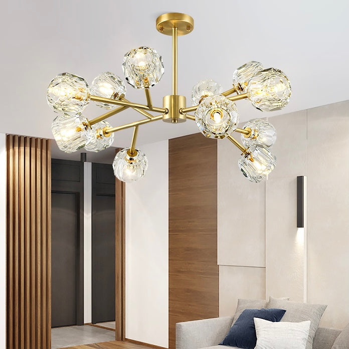 Brass Sputnik Chandelier with K9 Crystals Ceiling Light