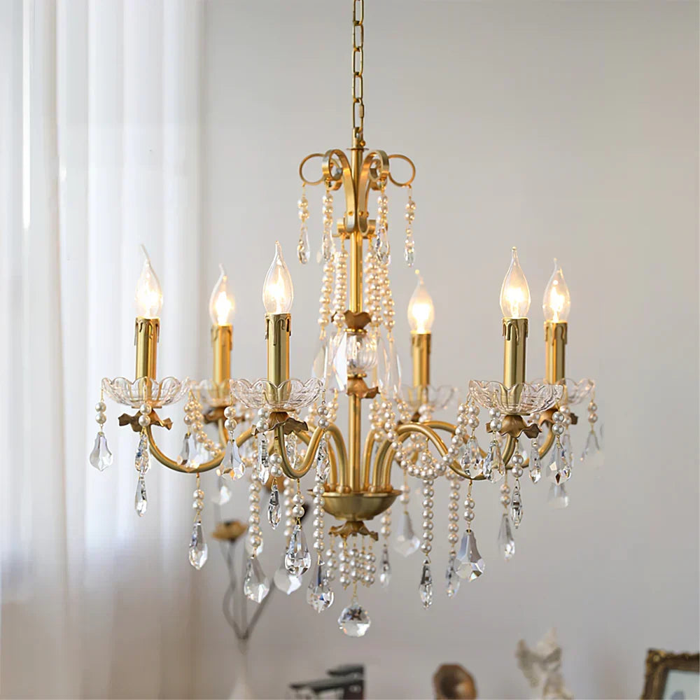 Traditional French Modern Candle Chandelier for Living Room Bedroom