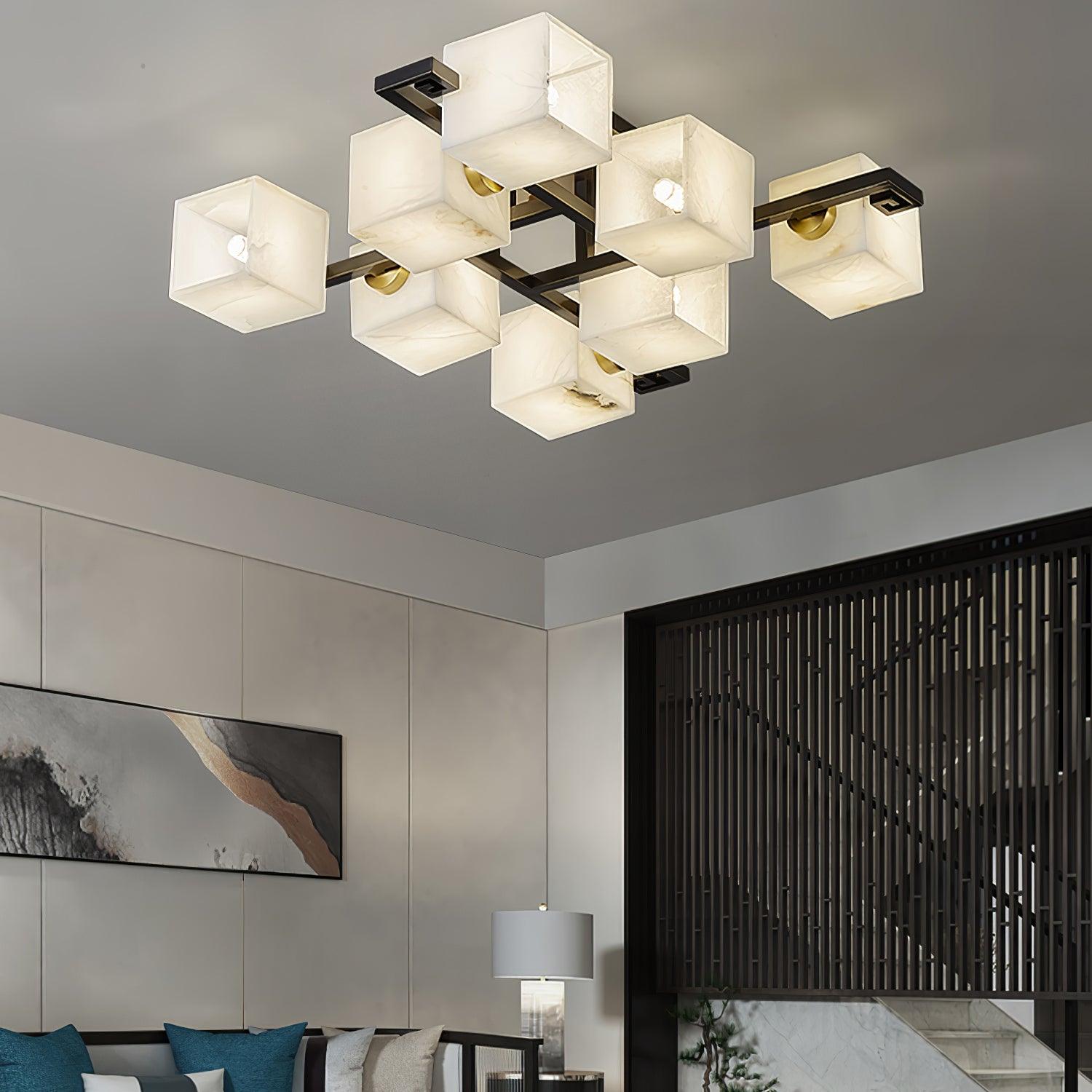 Cubist Alabaster Cluster Ceiling Lamp - Vakkerlight