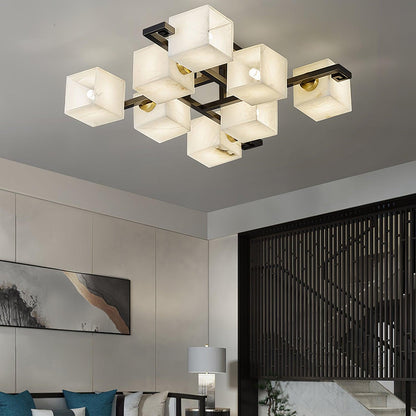 Cubist Alabaster Cluster Ceiling Lamp - Vakkerlight
