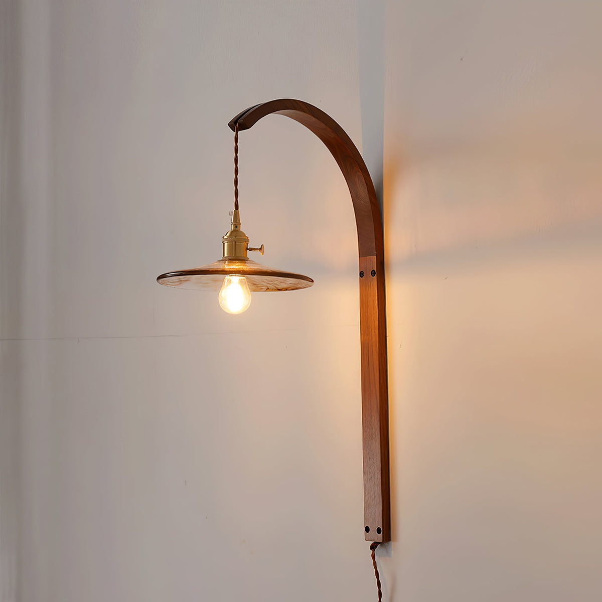 Curved Walnut Ceramic Wall Light