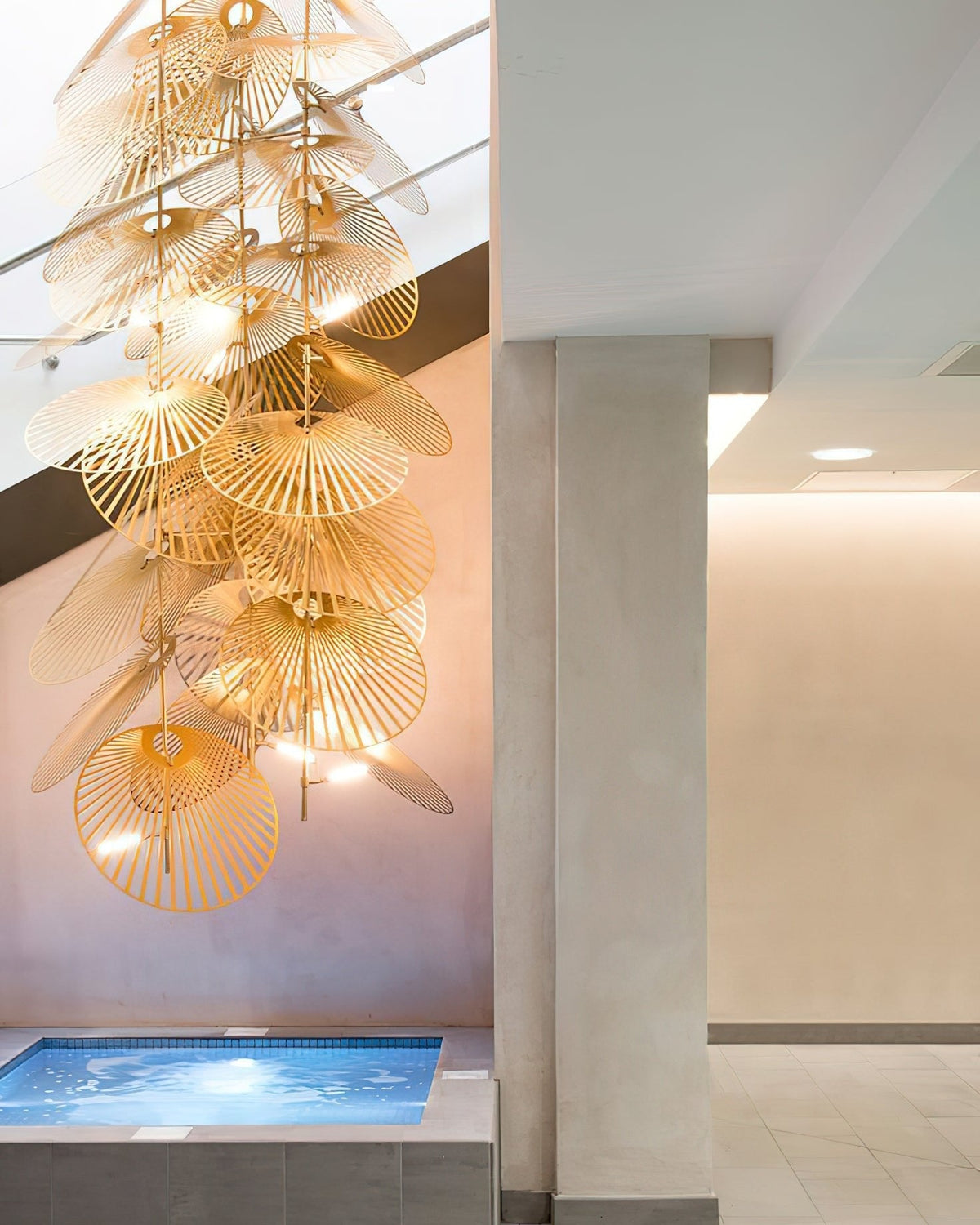 Cattail Leaf Meteor Shower Spiral Chandelier