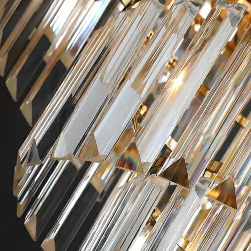 Golden Crystal Hallway Chandelier with Luxury Finish, Modern Ceiling Lamp for Living Room and Staircase