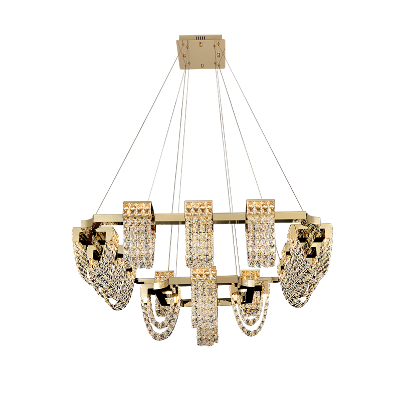 Luxury Newly Crystal Chandelier in Champagne Gold Finish with Round Tiered Design and K9 Crystal