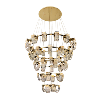 Luxury Newly Crystal Chandelier in Champagne Gold Finish with Round Tiered Design and K9 Crystal