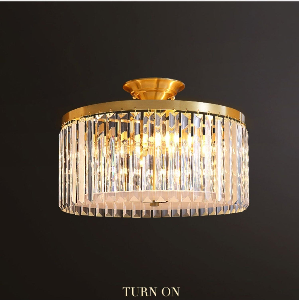 D16" LED Decorative Round Ceiling Lighting Mini Living / Bedroom Gold Flush Mount Crystal Chandelier