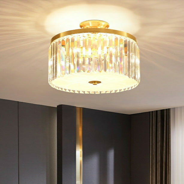 D16" LED Decorative Round Ceiling Lighting Mini Living / Bedroom Gold Flush Mount Crystal Chandelier