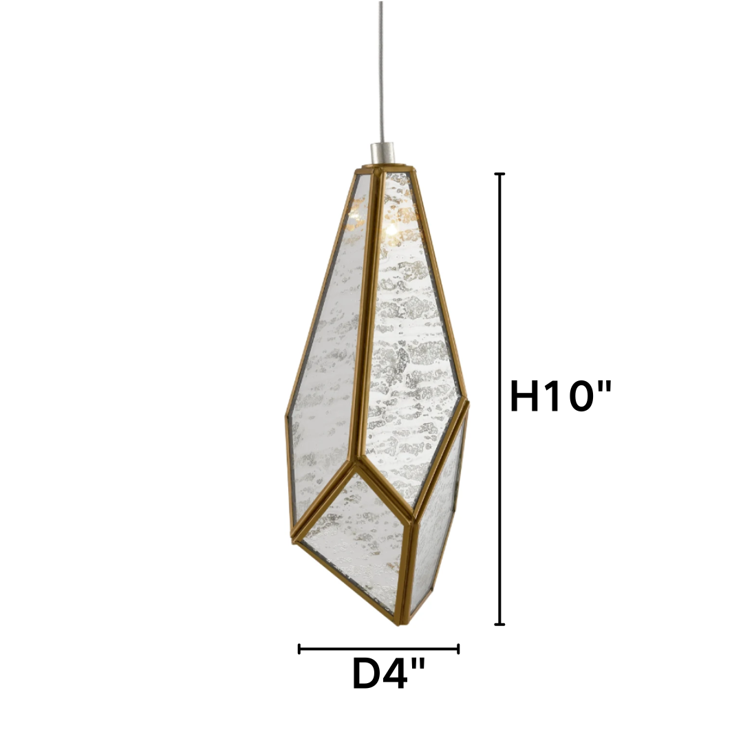 Antique Brass Irregular Cutting Diamond Multi-Drop Suspension Chandelier with Mirror Shades