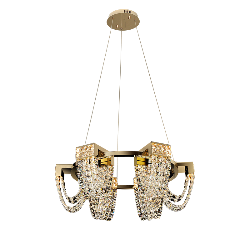 Luxury Newly Crystal Chandelier in Champagne Gold Finish with Round Tiered Design and K9 Crystal