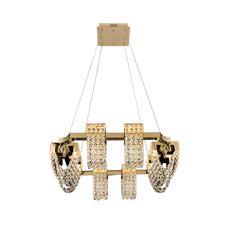 Luxury Newly Crystal Chandelier in Champagne Gold Finish with Round Tiered Design and K9 Crystal