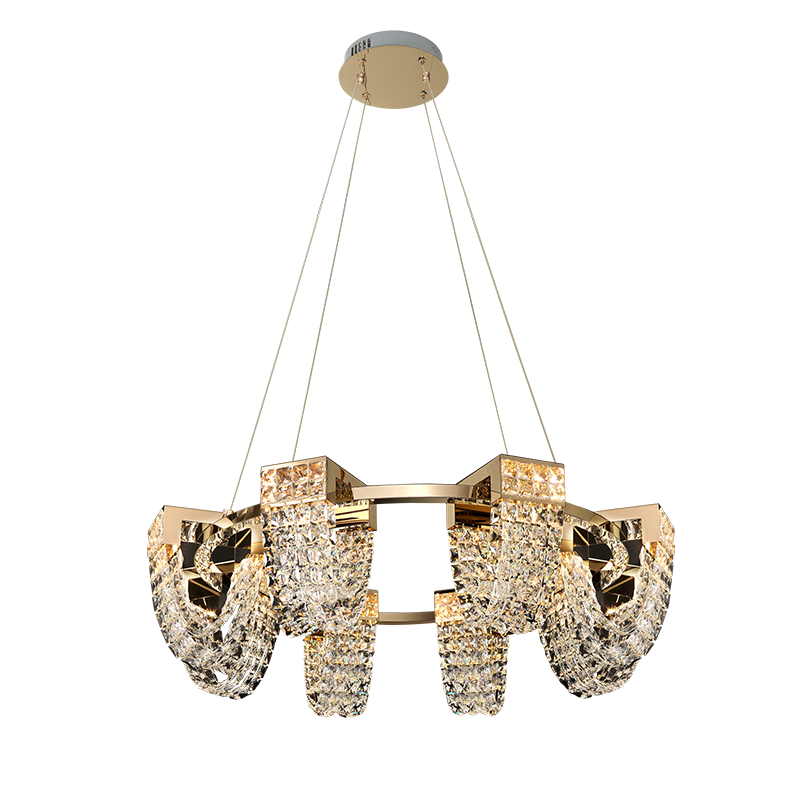 Luxury Newly Crystal Chandelier in Champagne Gold Finish with Round Tiered Design and K9 Crystal
