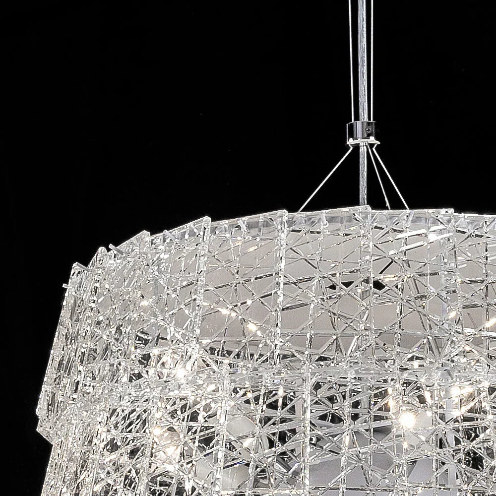Luxury Glacier Crystal and Metal Round Chandelier for Living Room Bedroom Dining Room
