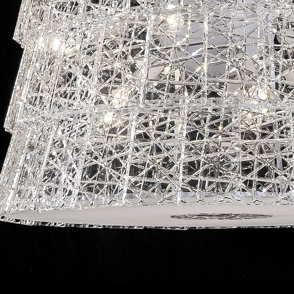 Luxury Glacier Crystal and Metal Round Chandelier for Living Room Bedroom Dining Room