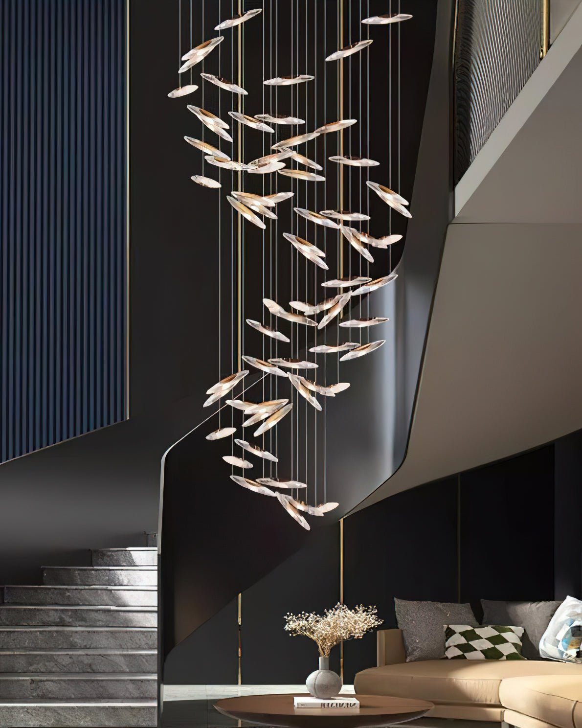 Moonlight Whispers Crystal Spiral Chandelier