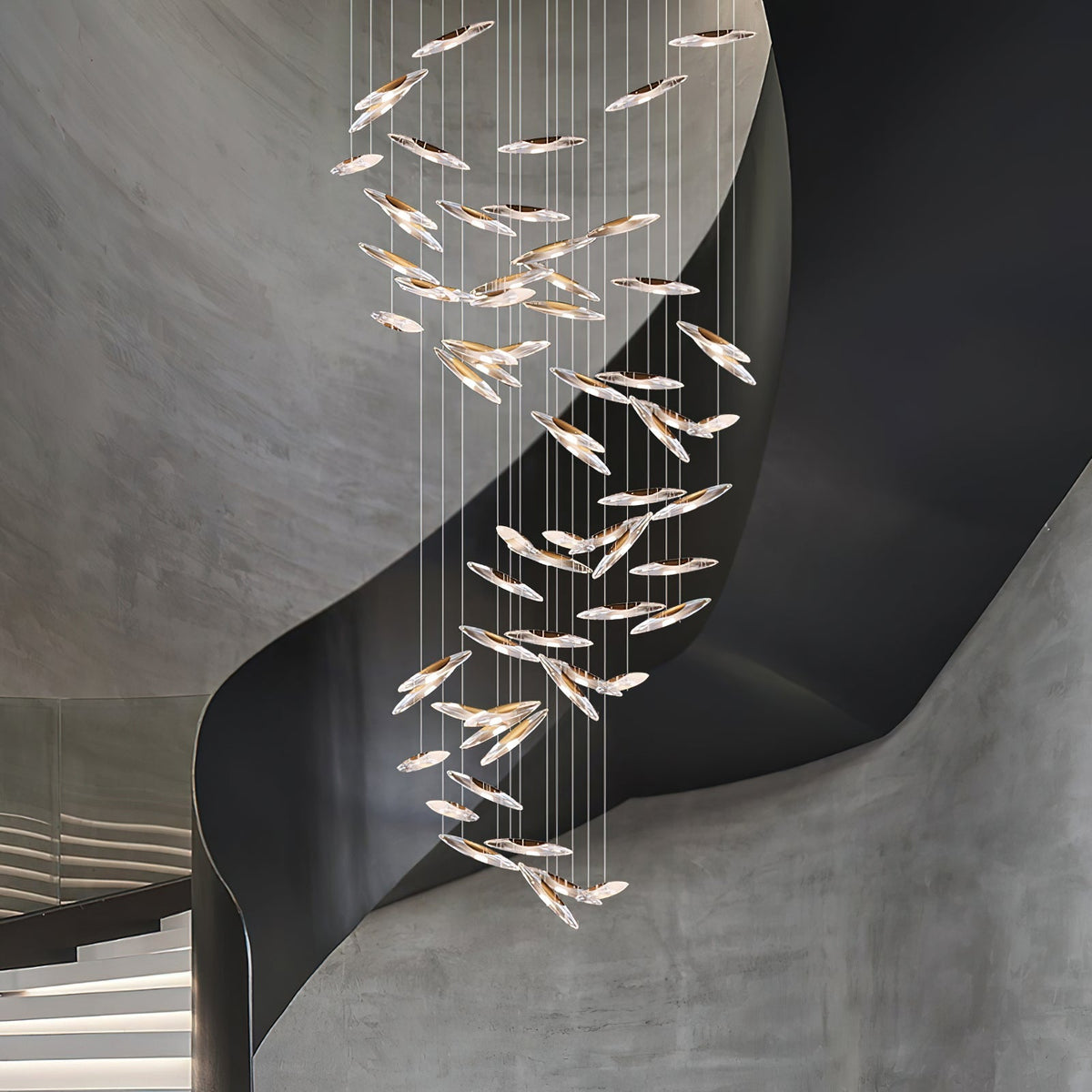 Moonlight Whispers Crystal Spiral Chandelier