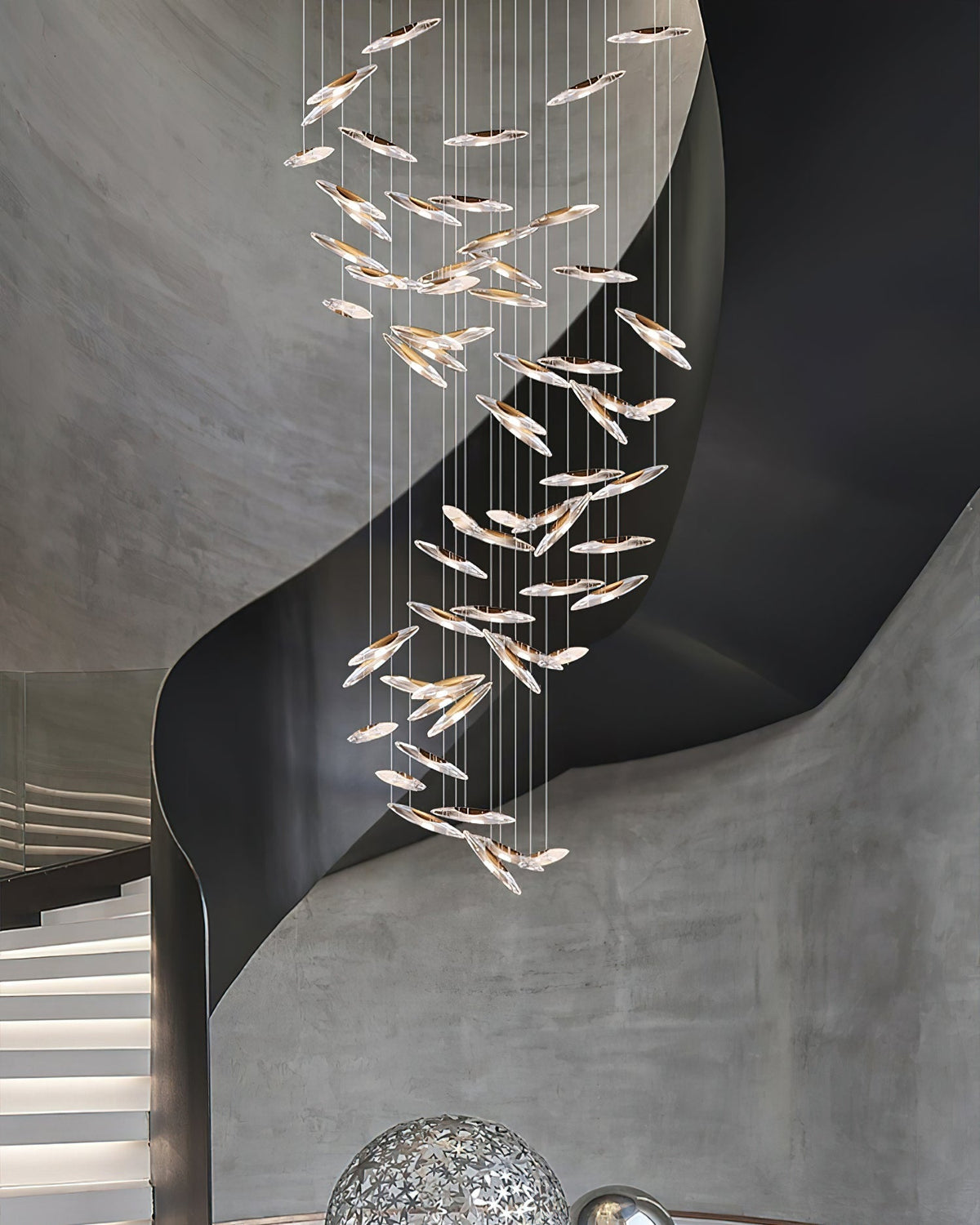 Moonlight Whispers Crystal Spiral Chandelier