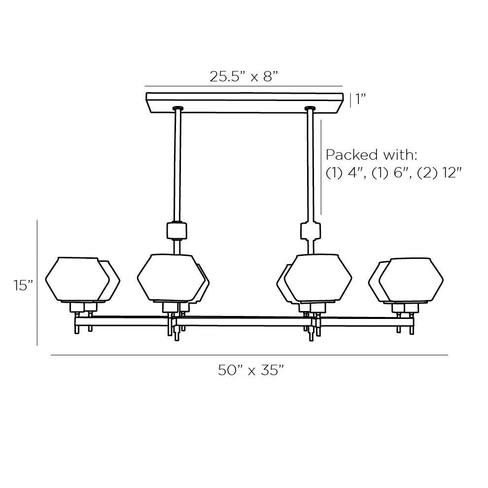 Holm Linear Chandelier DJ89001 technical dimension drawing