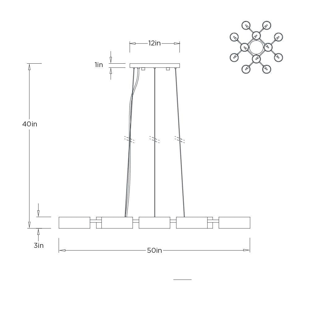 Wright Grid Chandelier DLC50 technical dimension drawing