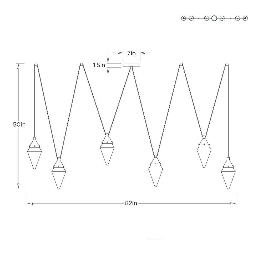 Berkley Multi-Drop Chandelier DLC61 technical dimension drawing
