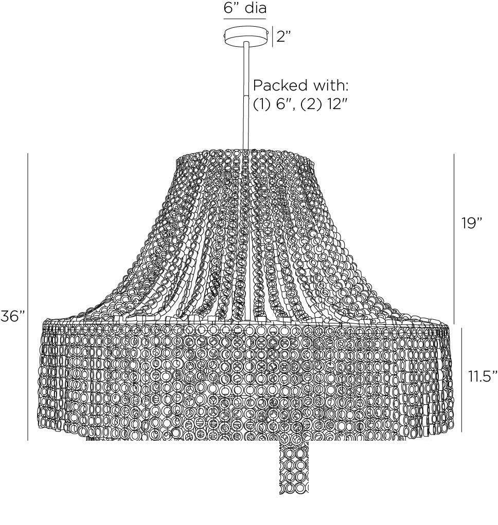 Hannie Large Chandelier DLS10 technical dimension drawing