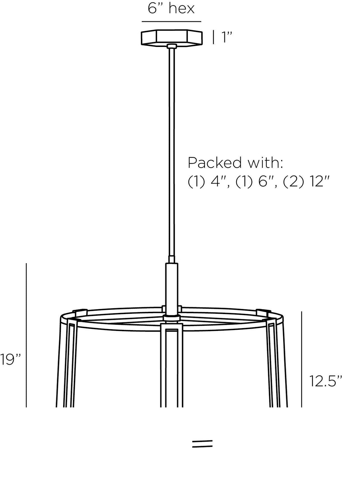 Amida Pendant DMC11 technical dimension drawing