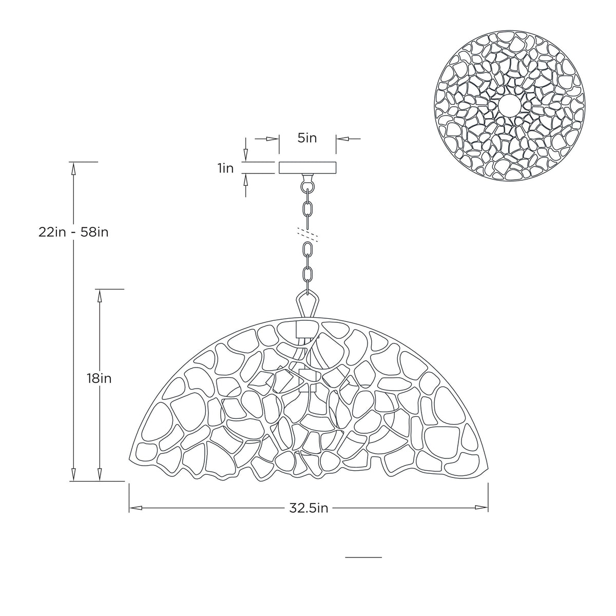 Lotus Pendant DMI35 technical dimension drawing