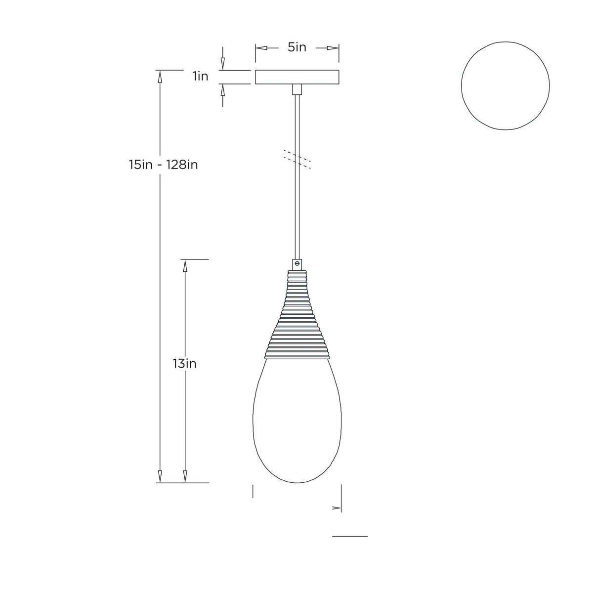 Giselle Pendant DPC34 technical dimension drawing