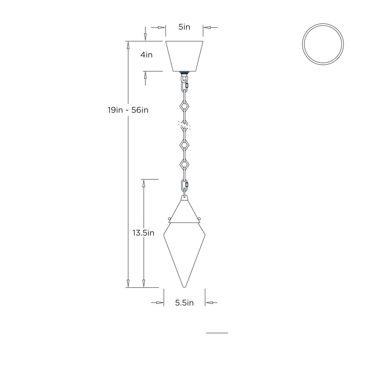 Berkley Pendant DPC36 technical dimension drawing