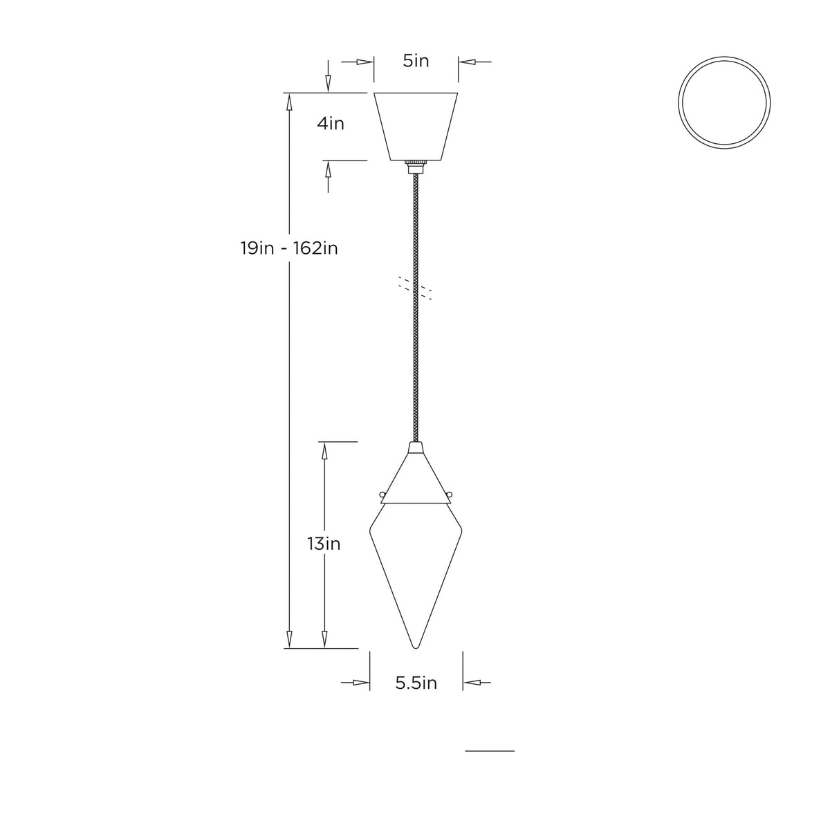 Berkley Pendant DPC38 technical dimension drawing