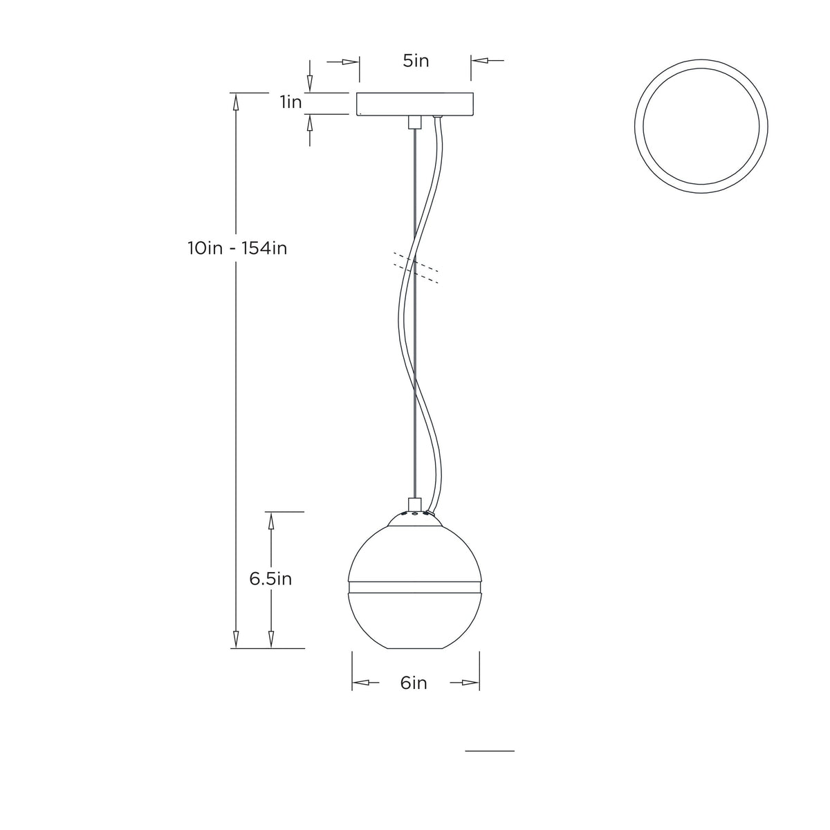 Noble Pendant DPC42 technical dimension drawing