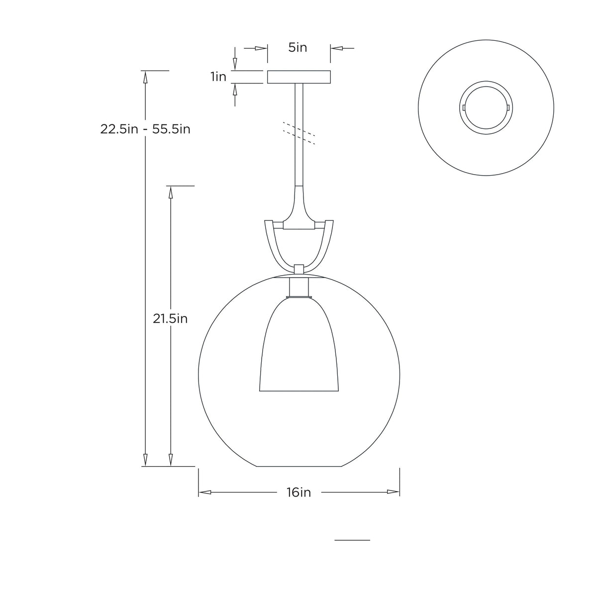 Estribo Pendant DPI15 technical dimension drawing