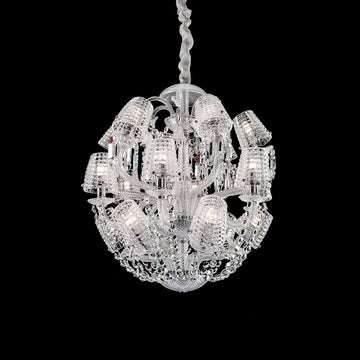 Luxury Globe-Shaped Crystal Chandelier with Fabric and Crystal Glass Shades, High-Quality Finish