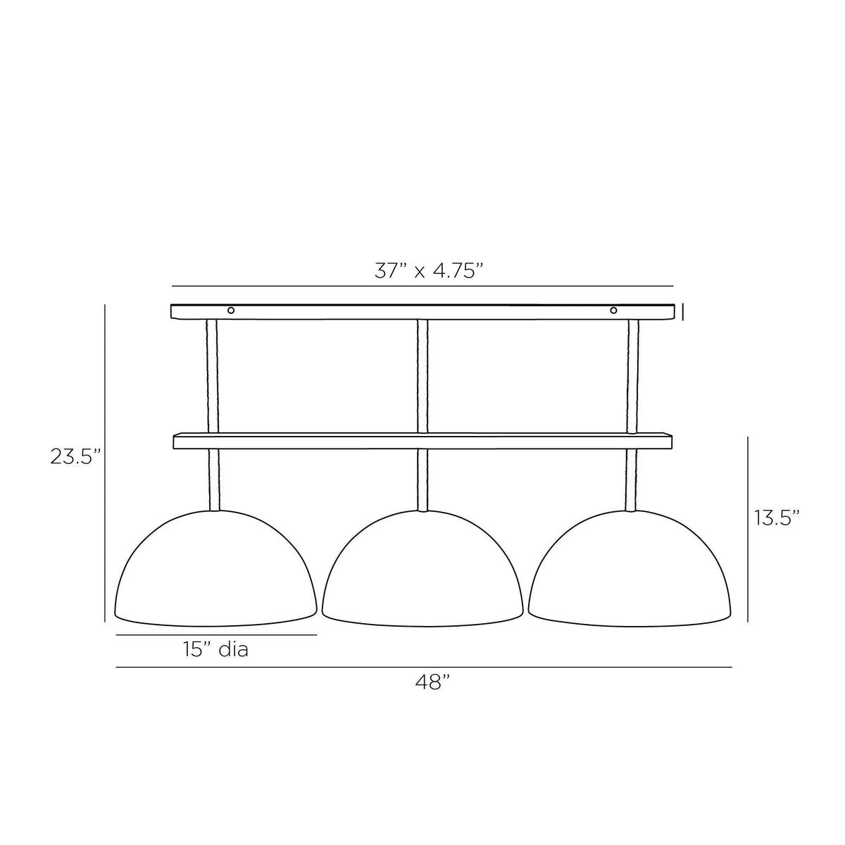 Vega Fixed Linear Chandelier DRS01 technical dimension drawing