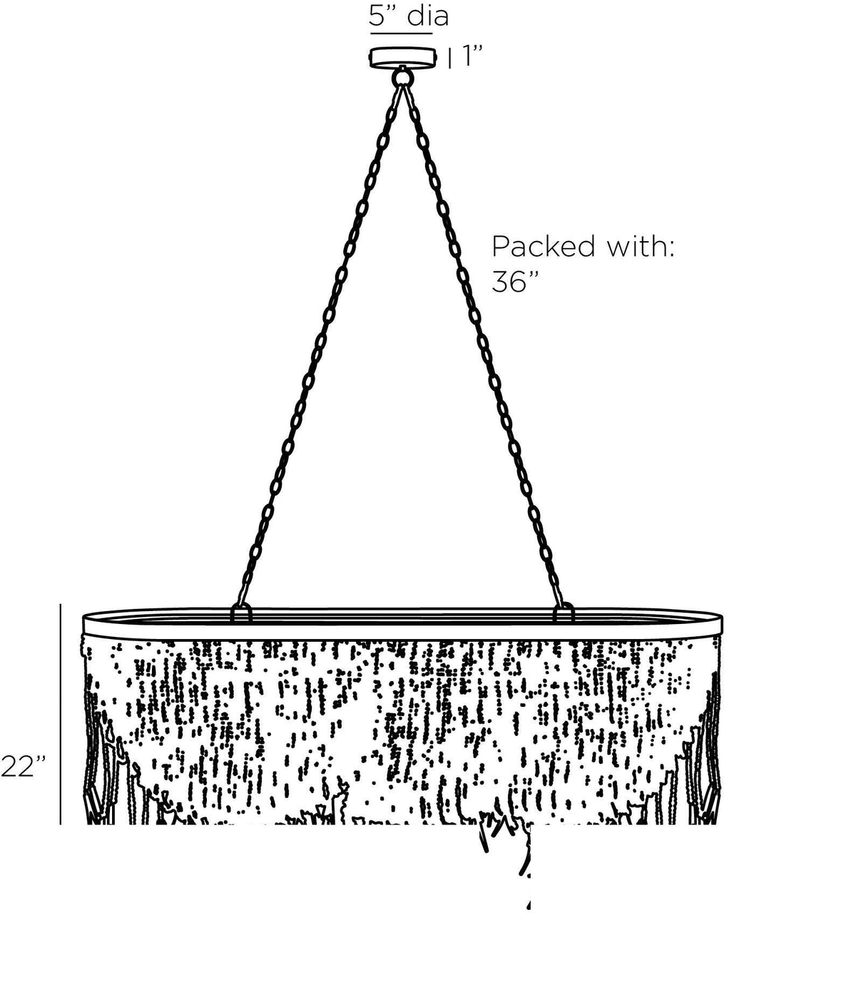Baja Linear Chandelier DRS02 technical dimension drawing