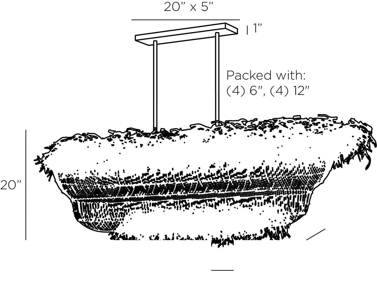Yessika Linear Chandelier DRS03 technical dimension drawing