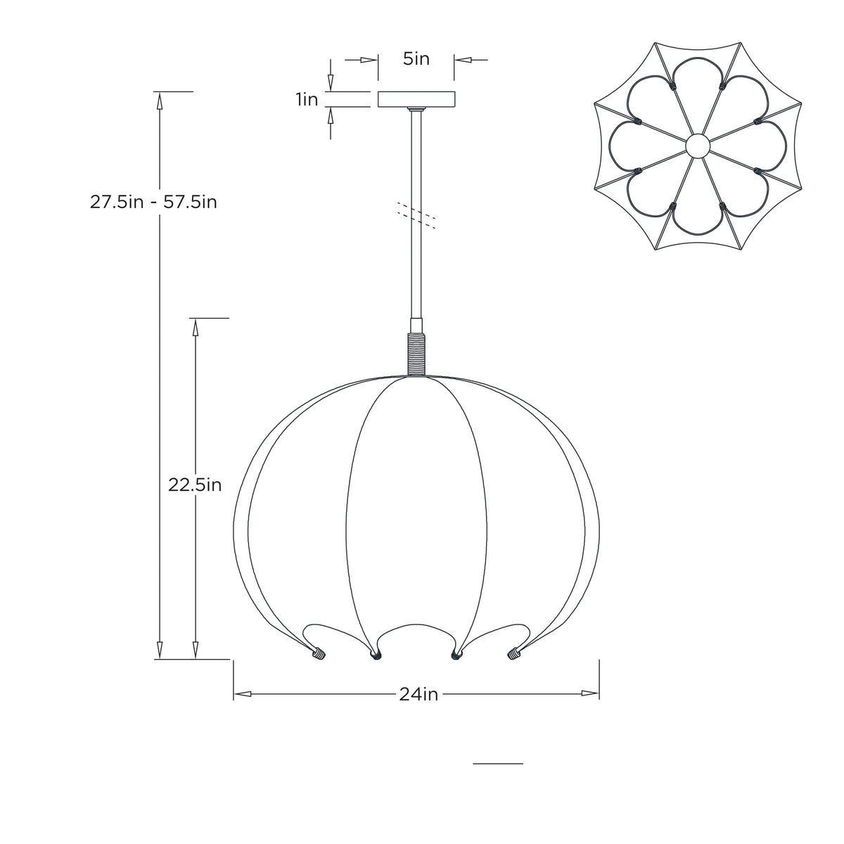 Lunaria Pendant DSC17 technical dimension drawing