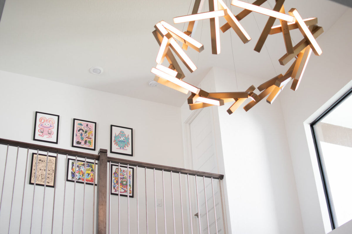 Modern Round / linear Geometric Aluminum LED Chandelier for Dining Room / bedroom